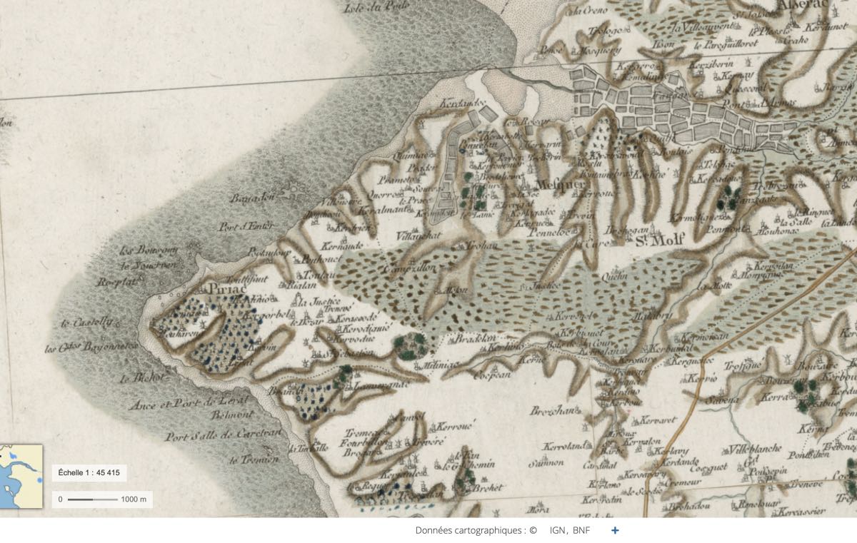 Carte ancienne de Piriac et Quimiac