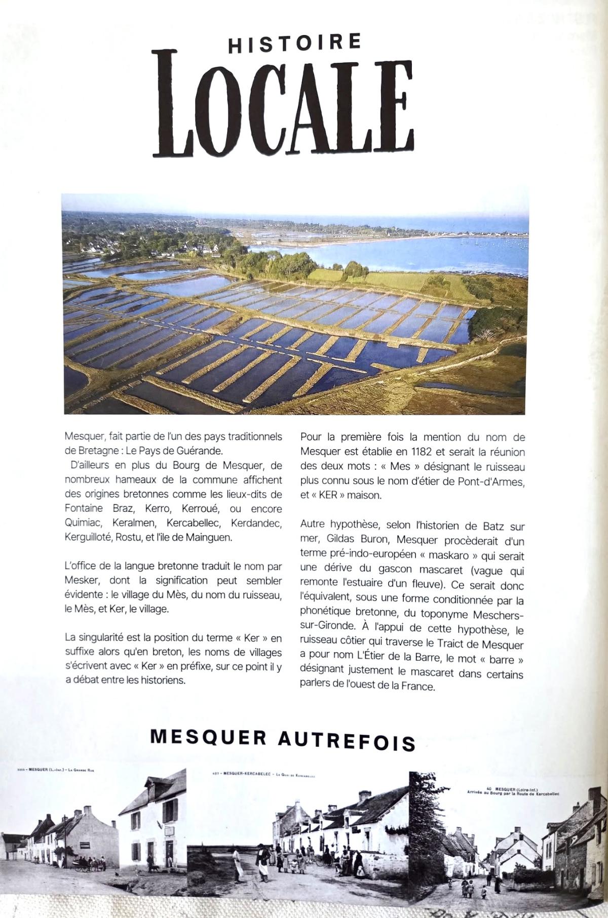 Document sur l’origine du nom de Mesquer